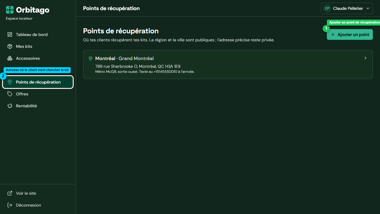 Points de récupération